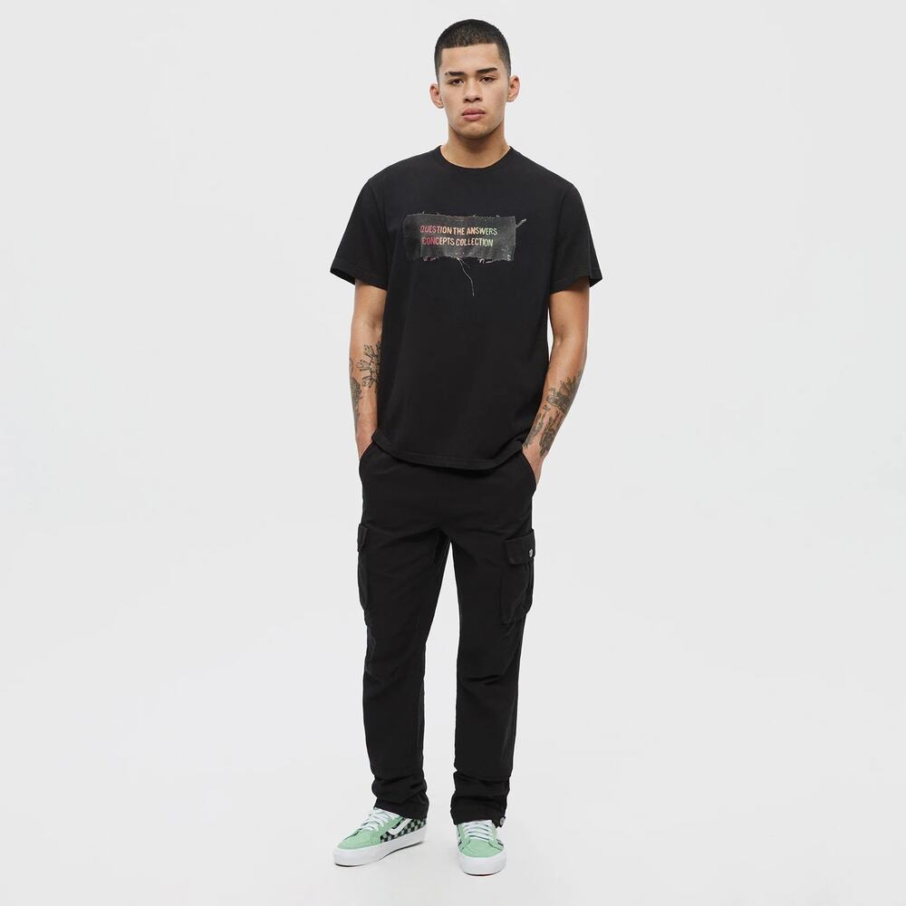 Concepts Men's 2XL Black Vintage Wash Concepts Label Tee Shirt Streetwear R4-14
